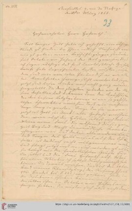 Brief von Johann Friedrich Minssen an Georg Gottfried Gervinus