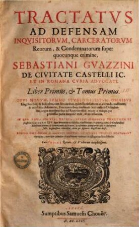 Tractatus ad defensam inquisitorum, carceratorum, reorum & condemnatorum super quocunque crimine, 1.