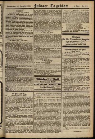 Zweite Ausgabe vom Donnerstag, den 25. November 1920.