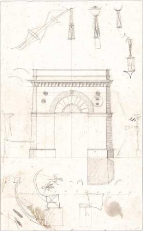 Voit, Johann Michael; Verschiedene Skizzen - Tor (Ansicht, Details)