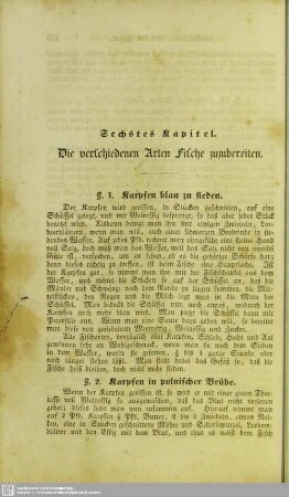 Sechstes Kapitel. Die verschiedenen Arten Fische zuzubereiten