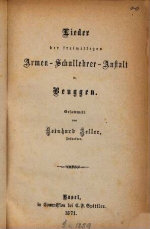 Lieder der freiwilligen Armen-Schullehrer-Anstalt in Beuggen