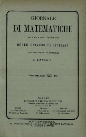 Volume XXIV. Luglio e Agosto - 1886.