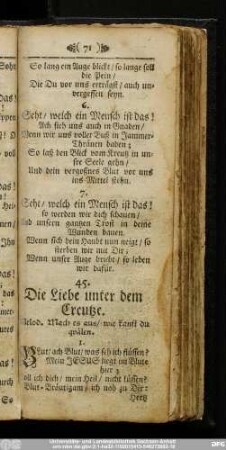 45. Die Liebe unter dem Creutze.