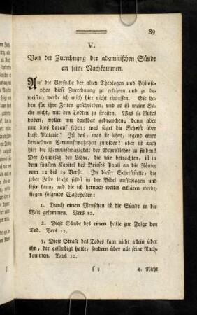 89-95, V. Von der Zurechnung der adamitischen Sünde an seine Nachkommen