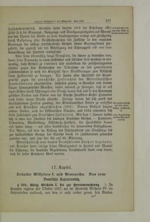 17. Zeitalter Wilhelms I. und Bismarcks. Das neue Deutsche Kaiserreich