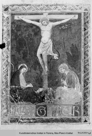 Buchseite mit Darstellung der Kreuzigung - Missale Romanum
