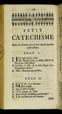 (5) Petit Catechisme pour les Enfants qui n'ont encore aucune instruction.