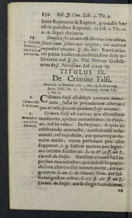 Titulus IX. De Crimine Falsi.