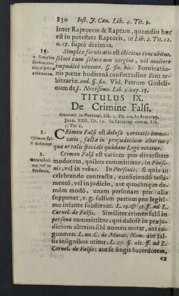 Titulus IX. De Crimine Falsi.