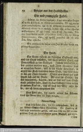 Ein und zwanzigste Fabel