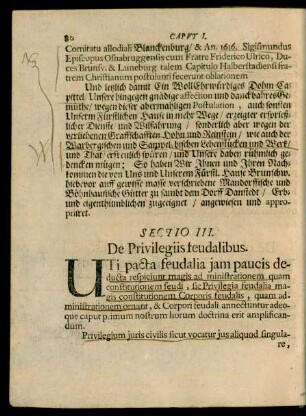 Sectio III. De Privilegiis feudalibus