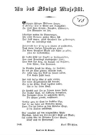 An des Königs Majestät.