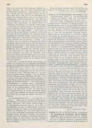 188-189 [Rezension] Troeltsch, Ernst, Die Absolutheit des Christentums und die Religionsgeschichte