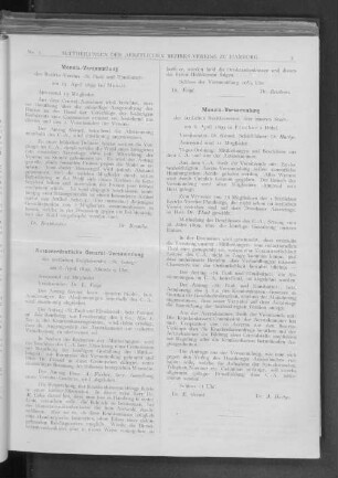 Monats-Versammlung des Bezirks-Vereins "St. Pauli und Eimsbüttel" am 13. April 1899 bei Mundt.