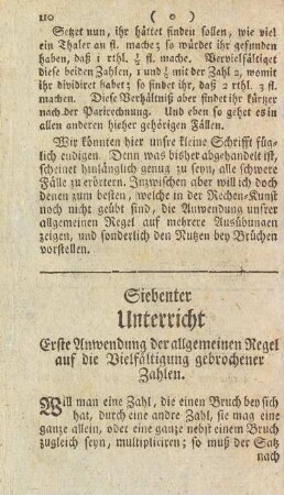Siebenter Unterricht