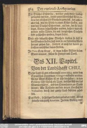 Das XII. Capitel. Von der Landschafft Chili.