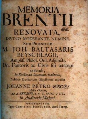 Memoria Brentii Renovata