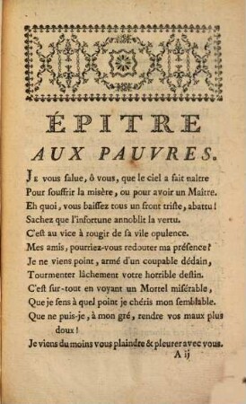 Épitre Aux Pauvres : Piece Qui A Eu L'Accessit Du Prix de l'Académie Françoise en 1768