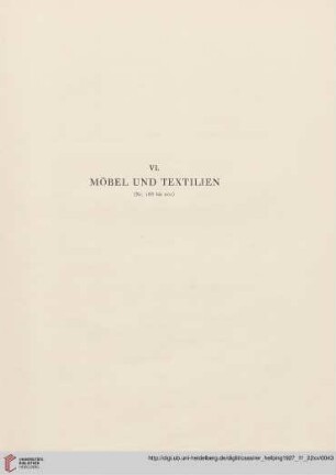 VI. Möbel und Textilien (Nr. 188-201)
