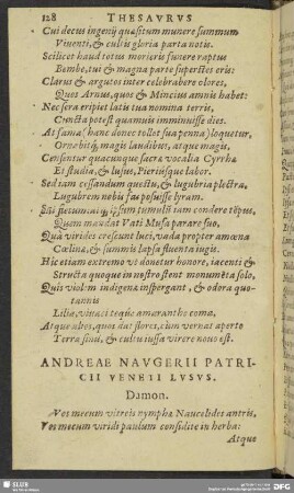 Andreae Navgerii Patricii Veneti Lusus. Damon