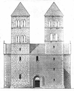 Hirsau, St. Aurelius, Westfront (graph. Rekonstruktion)