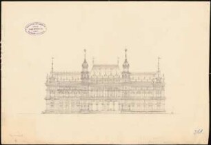 Rathaus, Hamburg: Variante der Vorderansicht (Vorskizzen zur Konkurrenz)