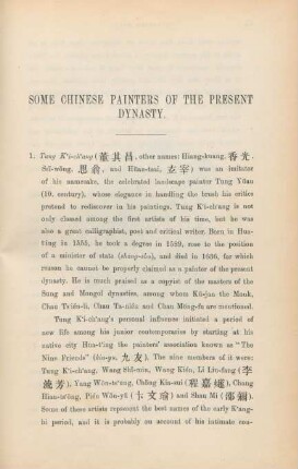 Some Chinese painters of the present dynasty