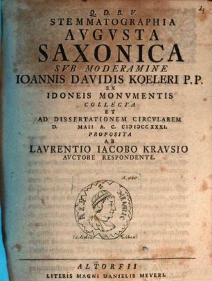 Stemmatographia Avgvsta Saxonica