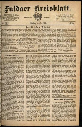 Ausgabe vom Dienstag, den 24. März 1885.