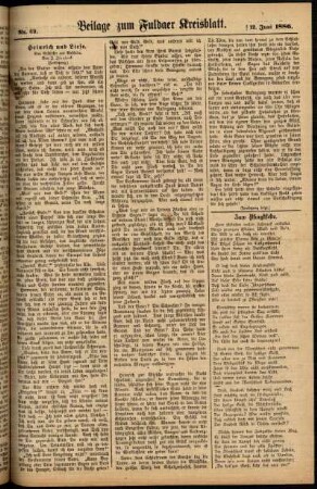 Zweite Ausgabe vom Samstag, den 12. Juni 1886.