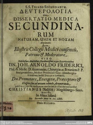 Dissertatio de natura secundinarum
