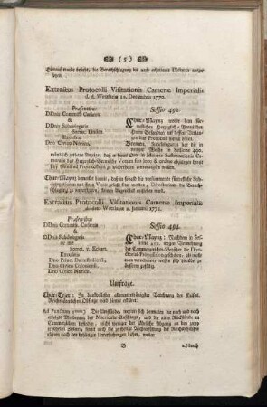 Extractus Protocolli Visitationis Cameræ Imperialis d. d. Wetzlariæ 2. Januarii 1771.