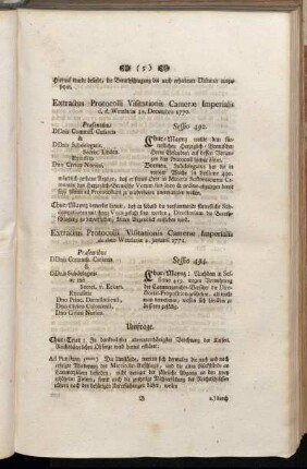 Extractus Protocolli Visitationis Cameræ Imperialis d. d. Wetzlariæ 2. Januarii 1771.