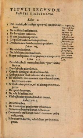 Dn. Sacratissimi Principis Iustiniani PP. A. Iuris enucleati ex omni vetere iure collecti Digestorum seu Pandectaruj libri quinquaginta, 2. A Libro V. Usque ad Librum XII.