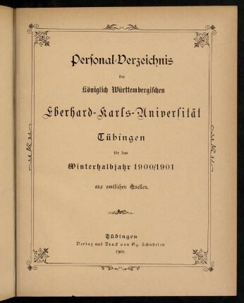 Studierendenverzeichnis 1900/01