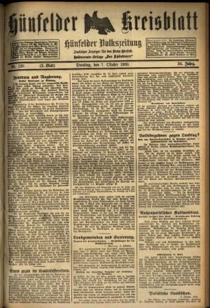 Zweite Ausgabe vom Dienstag, den 07. Oktober 1930.