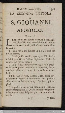 La Seconda Epistola di S. Giovanni Apostolo