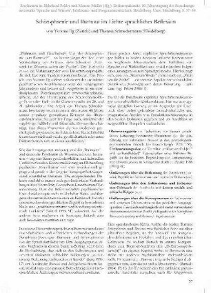 Schizophrenie und Burnout im Lichte sprachlicher Reflexion