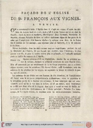 Facade de l'eglise de S.te Francois aux Vignes, à Venise