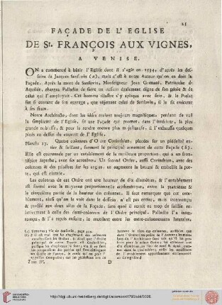 Facade de l'eglise de S.te Francois aux Vignes, à Venise