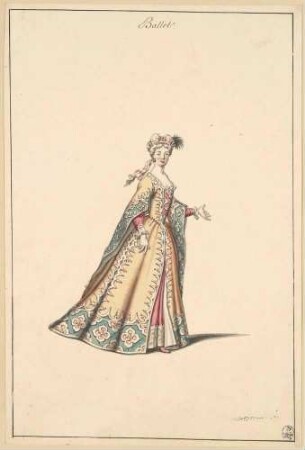 Kostümentwurf: Dame mit gelbem Turban - "Ballet"