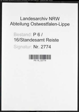 Sterberegister Standesamt Reiste