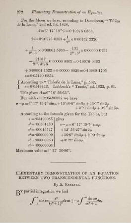 Elementary demonstration of an equation between two transcendental functions.