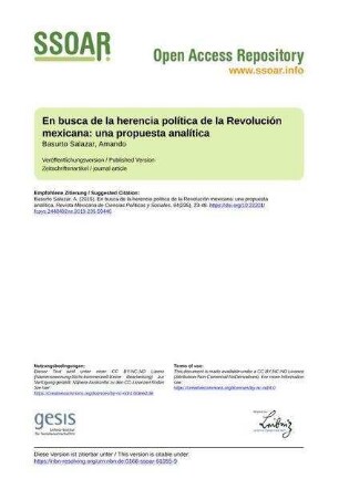 En busca de la herencia política de la Revolución mexicana: una propuesta analítica