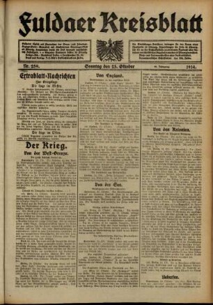 Ausgabe vom Sonntag, den 25. Oktober 1914.