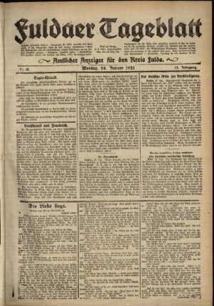 Ausgabe vom Montag, den 24. Januar 1921.