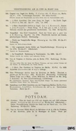 XIII. Potsdam (Nr. 970-1084)