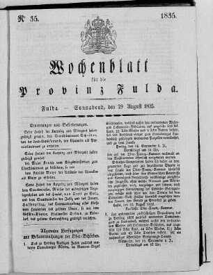 Nr. 35, Ausgabe vom 29. August 1835