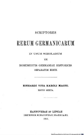 Einhardi vita Karoli Magni : Post G. H. Pertz recensuit G. Waitz